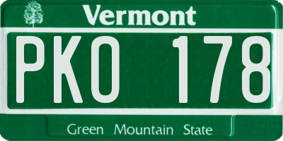 VT license plate PKO178