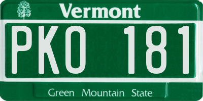 VT license plate PKO181