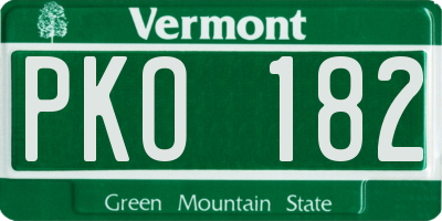 VT license plate PKO182