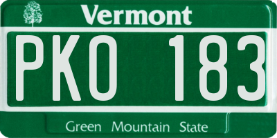 VT license plate PKO183