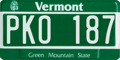 VT license plate PKO187