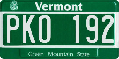 VT license plate PKO192