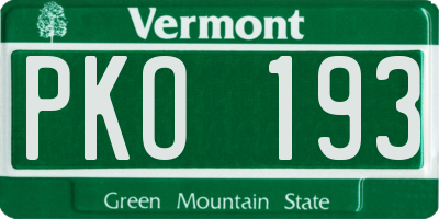 VT license plate PKO193