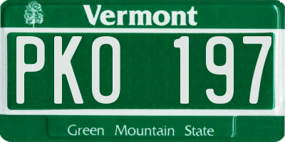 VT license plate PKO197