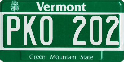 VT license plate PKO202