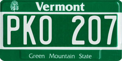 VT license plate PKO207