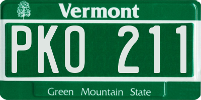 VT license plate PKO211