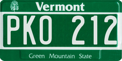 VT license plate PKO212