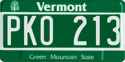 VT license plate PKO213