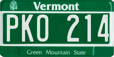 VT license plate PKO214