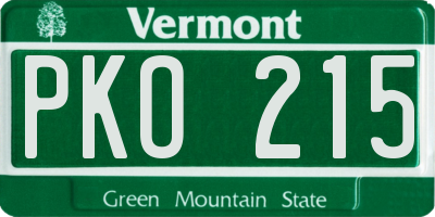 VT license plate PKO215