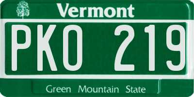 VT license plate PKO219