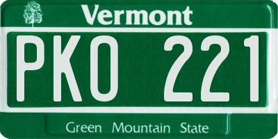 VT license plate PKO221