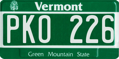VT license plate PKO226
