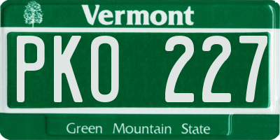 VT license plate PKO227