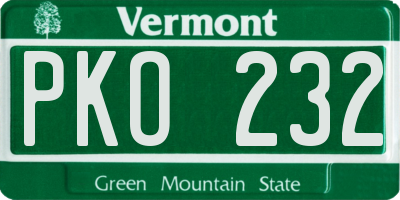 VT license plate PKO232