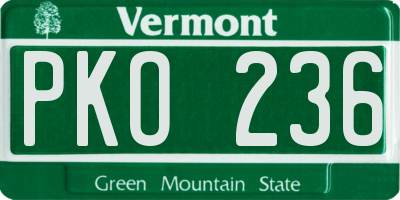 VT license plate PKO236