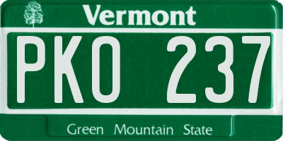 VT license plate PKO237
