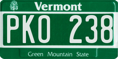 VT license plate PKO238