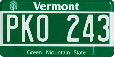 VT license plate PKO243