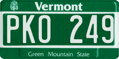 VT license plate PKO249