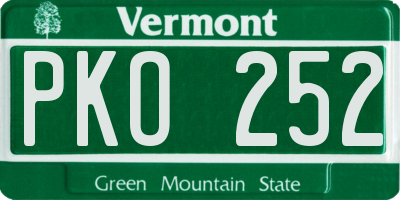 VT license plate PKO252