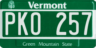 VT license plate PKO257