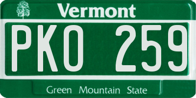 VT license plate PKO259