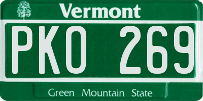 VT license plate PKO269