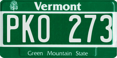 VT license plate PKO273