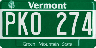 VT license plate PKO274
