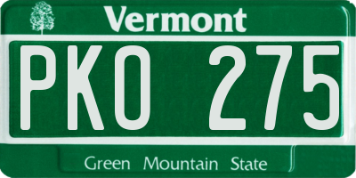 VT license plate PKO275