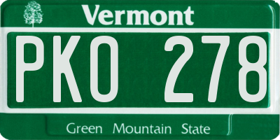 VT license plate PKO278