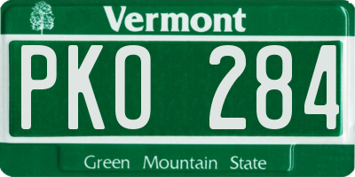 VT license plate PKO284