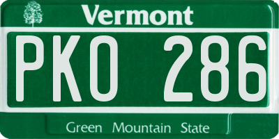 VT license plate PKO286