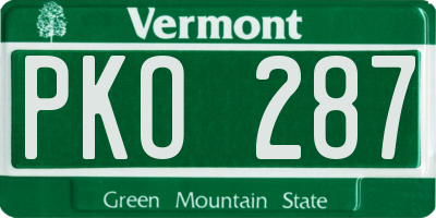 VT license plate PKO287