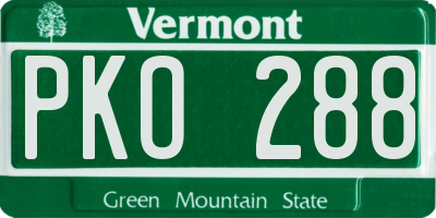 VT license plate PKO288