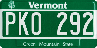 VT license plate PKO292