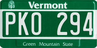 VT license plate PKO294
