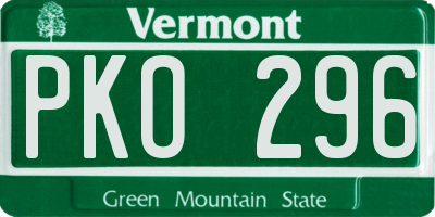 VT license plate PKO296