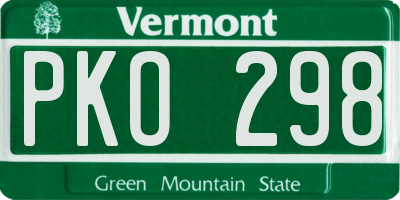 VT license plate PKO298