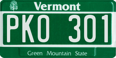 VT license plate PKO301