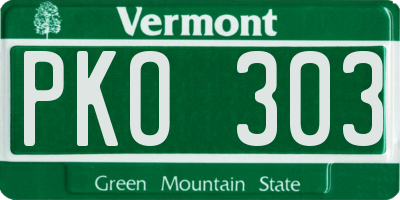 VT license plate PKO303