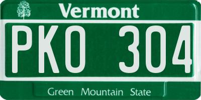 VT license plate PKO304