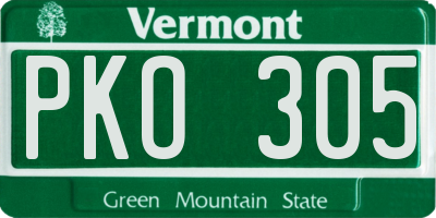 VT license plate PKO305