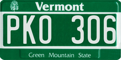 VT license plate PKO306