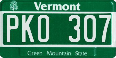 VT license plate PKO307