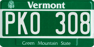 VT license plate PKO308