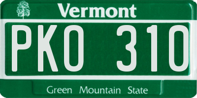 VT license plate PKO310