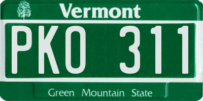 VT license plate PKO311